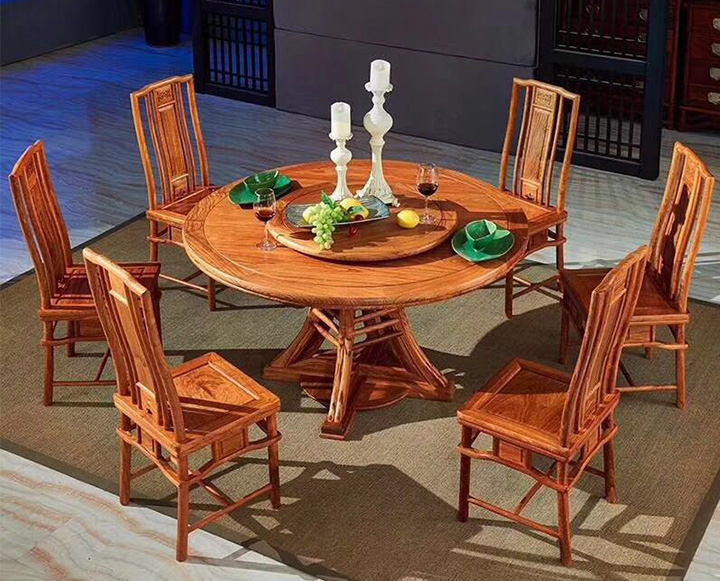 善心悦木红木圆台餐桌