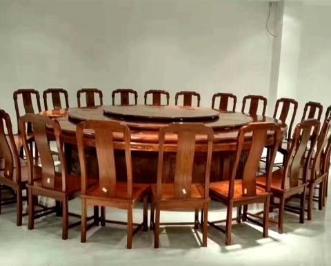 欧美圆红木圆台大型餐桌